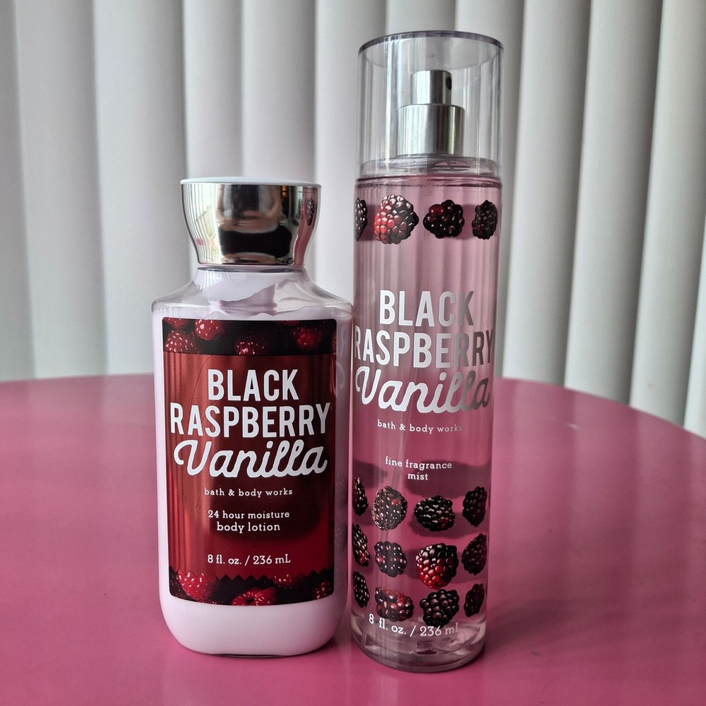 Bath & Body Works BLACK RASPBERRY VANILLA Lotion & Fragrance Mist Set 8oz